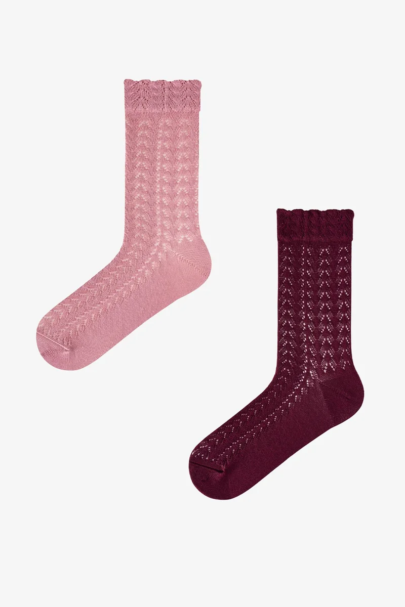 Penti PENTI Silky Colosio Lace Pattern Cotton 2-Pack Crew Socks