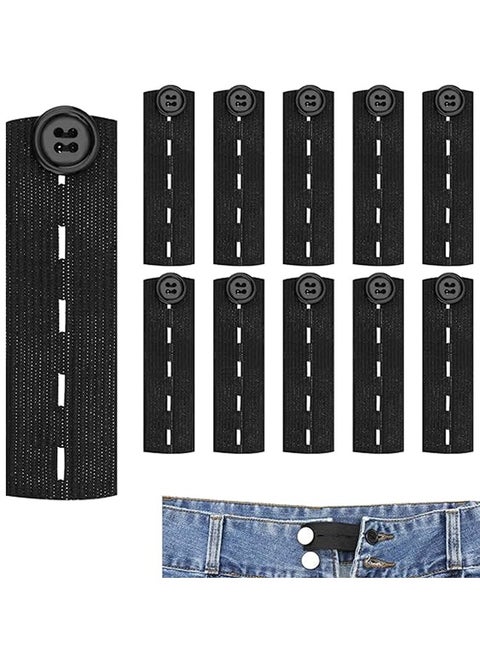 10-Piece Adjustable Elastic Button Extenders – Waistband Extenders for Jeans, Pants, and Trousers
