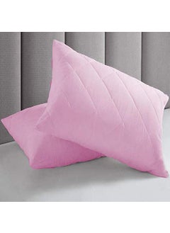 Jaipur Linen Jaipur Linen Cotton Quilted Pillow Protector Dust Free Water Resistant Covers Pack of 2Pcs 16 inch x 24 inchPink  - Image 2