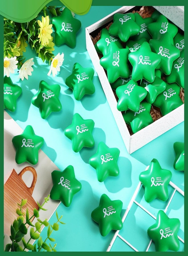 Arrowbash 100 قطعة من عناصر التوعية بالصحة العقلية، كرة صغيرة على شكل نجمة، ألعاب إسفنجية خضراء للتوعية للبالغين، هدايا للصحة العقلية، ألعاب لتخفيف التوتر والقلق، هدايا لجمع التبرعات، دعم العقول - Image 4