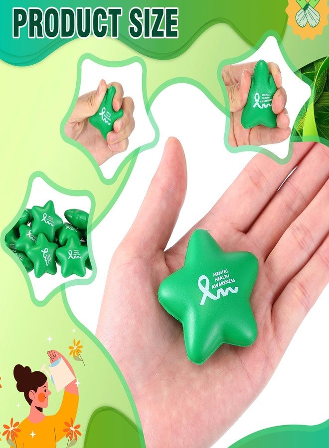 Arrowbash 100 قطعة من عناصر التوعية بالصحة العقلية، كرة صغيرة على شكل نجمة، ألعاب إسفنجية خضراء للتوعية للبالغين، هدايا للصحة العقلية، ألعاب لتخفيف التوتر والقلق، هدايا لجمع التبرعات، دعم العقول - Image 2