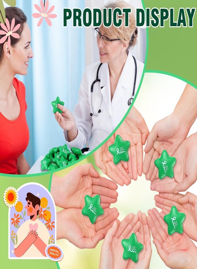 Arrowbash 100 قطعة من عناصر التوعية بالصحة العقلية، كرة صغيرة على شكل نجمة، ألعاب إسفنجية خضراء للتوعية للبالغين، هدايا للصحة العقلية، ألعاب لتخفيف التوتر والقلق، هدايا لجمع التبرعات، دعم العقول - Image 5