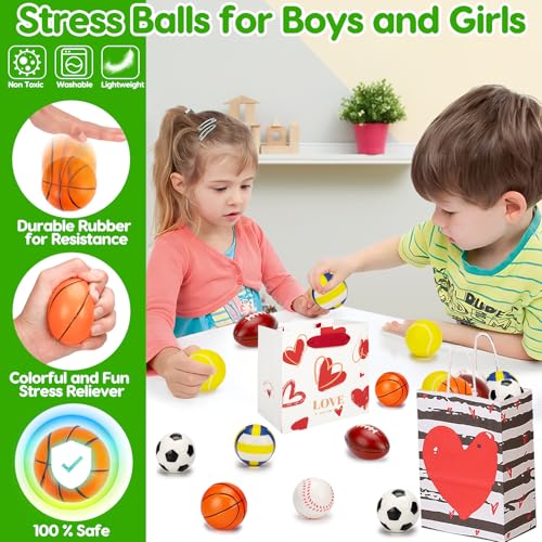 AugToy 24 Pack Stress Ball Classroom Prizes Party Favor for Kids Prefilled Easter Eggs Foam Sports Squeeze Toys Goodie Bag Stuffers Bouncy Balls Boys Baseballs Basketball Football Bulk Toys - Image 5