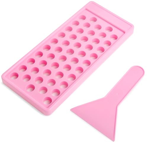 Juland Lip Balm Filling Tray with Scraper & Spatula 1 Set, 50-Cavity Mold for DIY Lip Balm and Lipstick, BPA-Free, Light Pink - Image 1