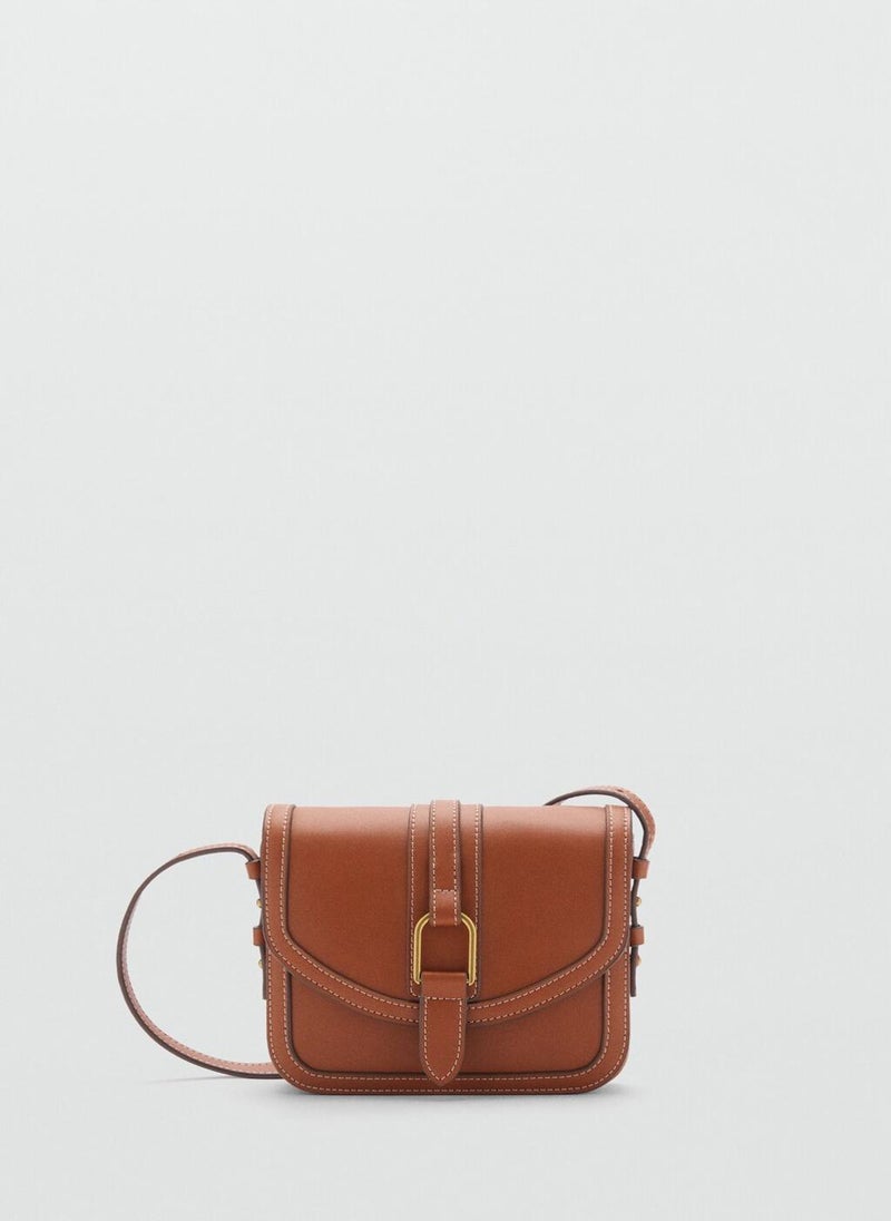 MANGO Leather-Effect Shoulder Bag With Buckle - Image 1
