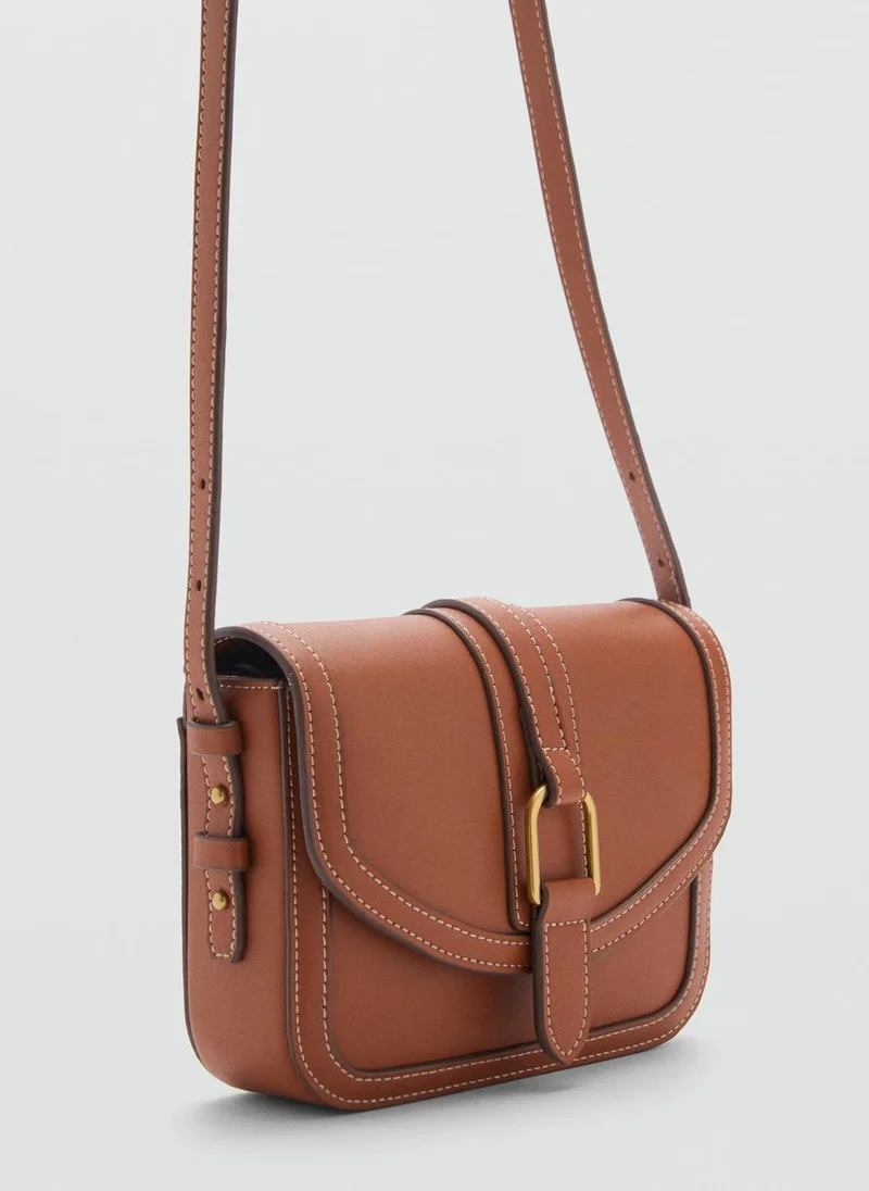 مانجو Leather-Effect Shoulder Bag With Buckle