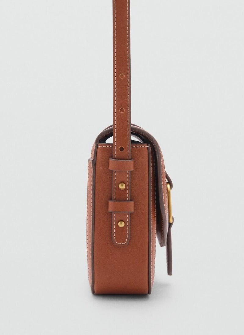 MANGO Leather-Effect Shoulder Bag With Buckle - Image 3