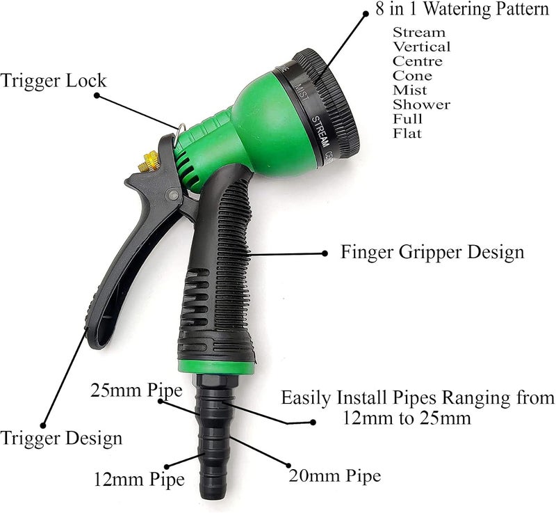 GLUN ® 8 in 1 Garden Hose Spray, Pack of 1, 8 Different Sprays for Washing Car, Watering Plants, Gardening & Homes - Image 3