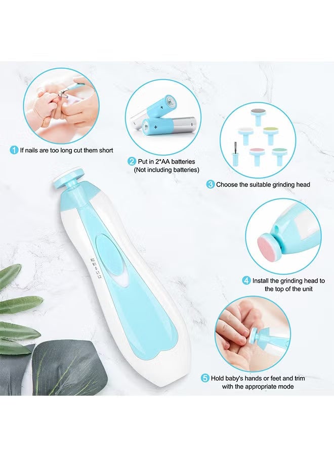 nail Electric Nail File Trimmer manicure Kit, Vibration Motor With Different Grinding And Polishing Heads For Newborn- 7 Pieces - Image 4
