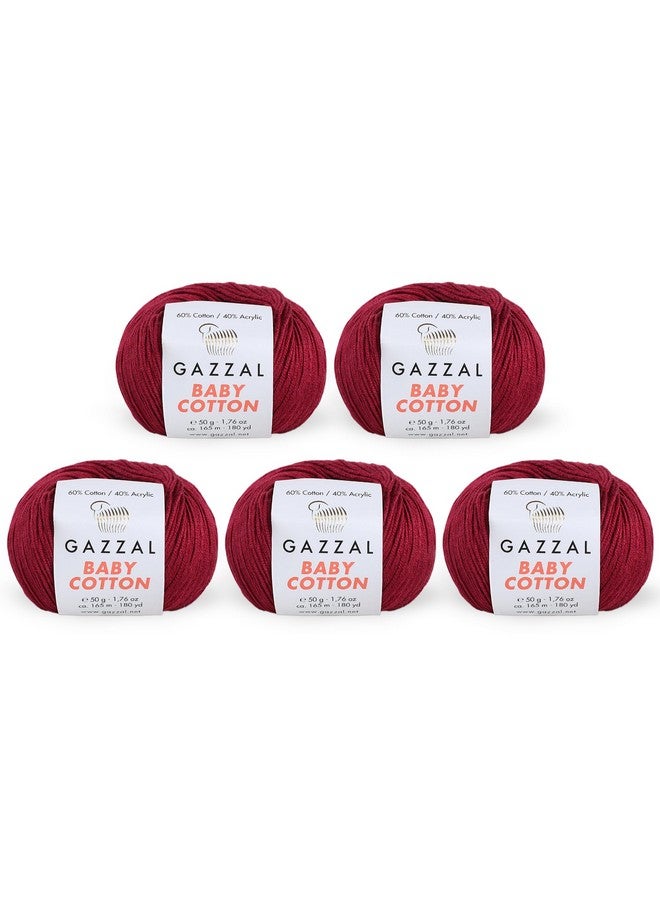 غزال 5 خصلات (عبوة) إجمالي 8.8 أونصة. قطن غزال بيبي كل 1.76 أونصة (50 جم) / 150 ياردة (165 م) غزل ناعم ناعم للأطفال 60% قطن كلاريت 3442 - Image 1