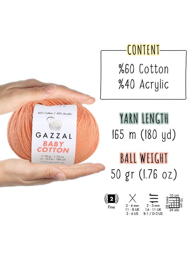 غزال 5 خصلات (عبوة) إجمالي 8.8 أونصة. قطن غزال بيبي كل 1.76 أونصة (50 جم) / 150 ياردة (165 م) غزل ناعم ناعم للأطفال 60% قطن كلاريت 3442 - Image 3