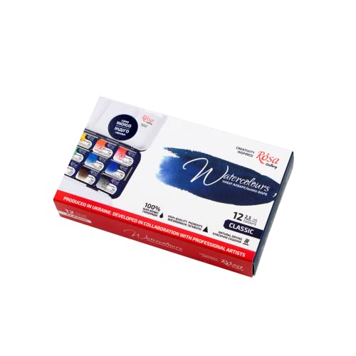 Rosa Gallery Professional Watercolor Paint Set, 12 Water Colors of 2.5 ml, High Lightfastness Paints Kit for Artists, Adult, Lightweight and Portable Metal Case - Image 3