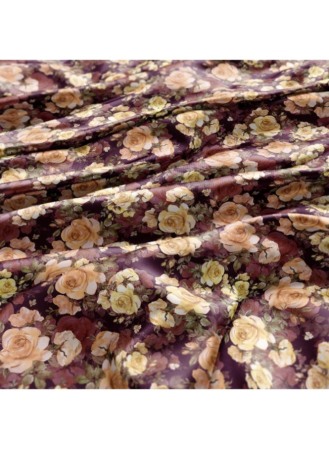 Vellato Al Lail Aramny Silk Fabric By The Yard Yellow Rose Floral Jalabiya Makhweer Dressmaking 58 Inches Width Designer Print - Image 3