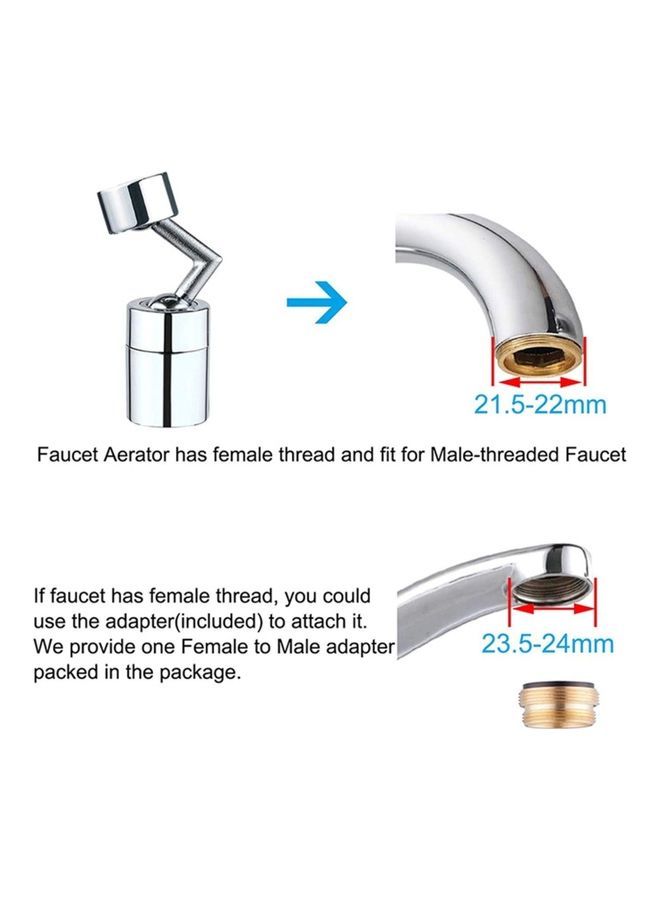 NIBEMINENT Multiple Angle Rotation Faucet Silver - Image 3