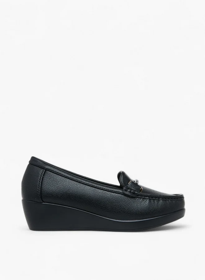 Le Confort Solid Slip-On Loafers with Wedge Heels