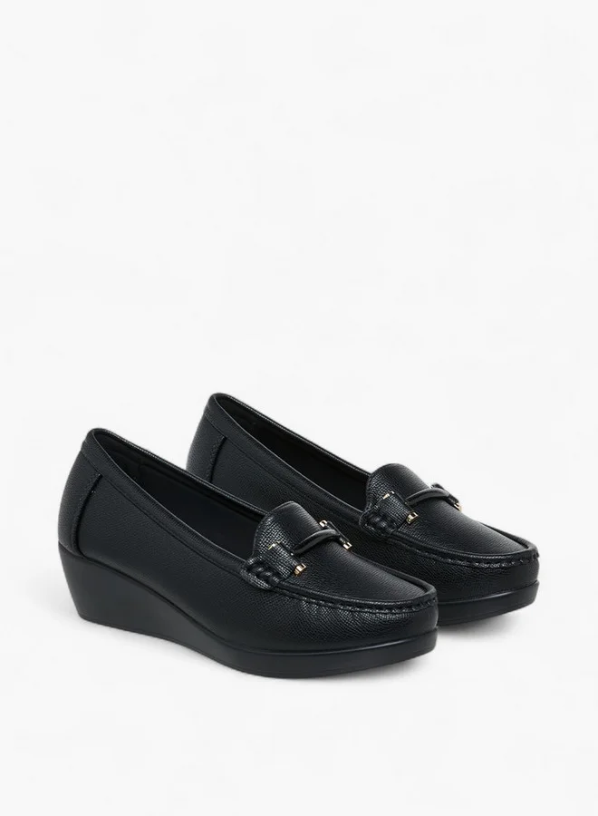 Le Confort Solid Slip-On Loafers with Wedge Heels