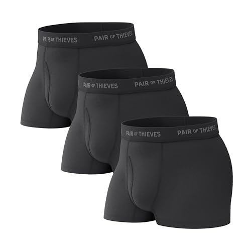Pair of Thieves Men’s Trunks – 3 Pack Color Set, Cooling Mesh, No-Chafe Comfort, Stay-Put Fit – Black, Large - Image 1