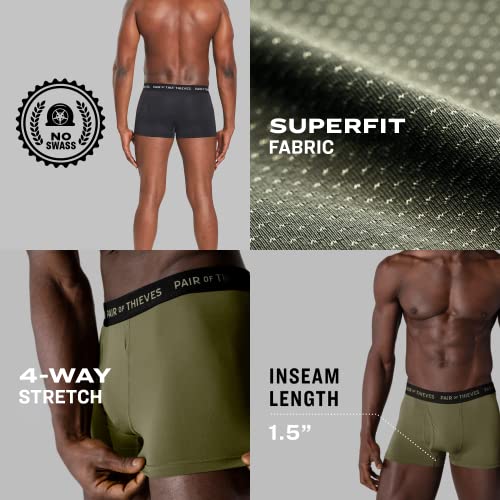 Pair of Thieves Men’s Trunks – 3 Pack Color Set, Cooling Mesh, No-Chafe Comfort, Stay-Put Fit – Black, Large - Image 5