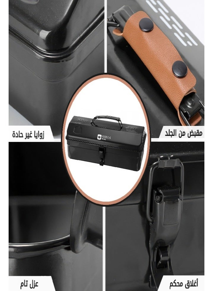 فيولا وصال مجموعة حقيبة الشاهي المتكاملة للرحلات تصميم أنيق مع جراب حماية ، شنطة شاهي معدنية فاخرة (15 قطعة)  سهلة الحمل هدية أنيقة لعشاق الشاي. - Image 5