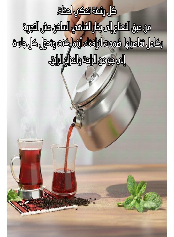 فيولا وصال مجموعة حقيبة الشاهي المتكاملة للرحلات تصميم أنيق مع جراب حماية ، شنطة شاهي معدنية فاخرة (15 قطعة)  سهلة الحمل هدية أنيقة لعشاق الشاي. - Image 3