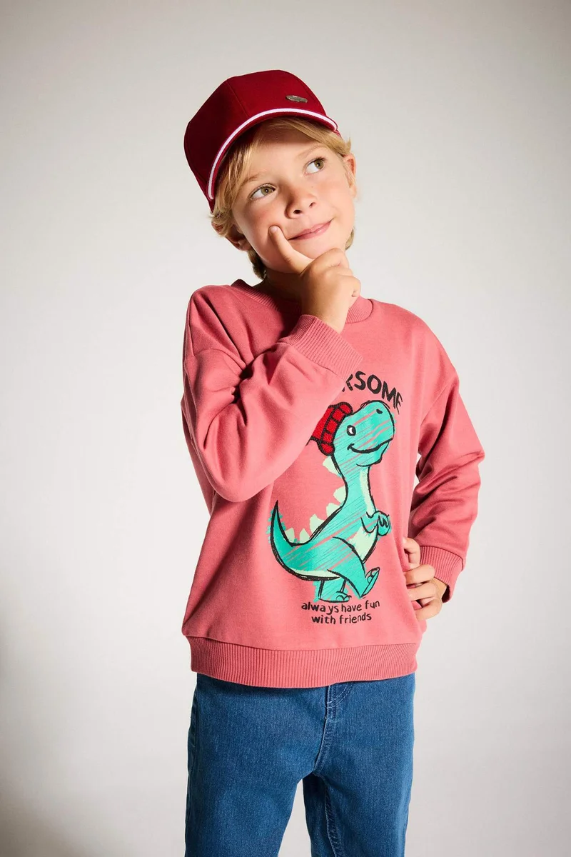 ديفاكتو Baby Boy Regular Fit Dinosaur Printed Thin Fabric Sweatshirt