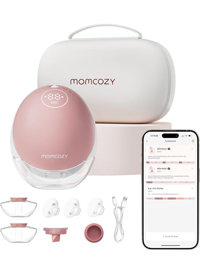 Momcozy Breast Pump Hands Free Upgraded Mobile Flow | M9, App Discreet Control with Personalized Multi-Modes & 15 Levels, Wearable Breast Pump 24mm, 1 Pack Cozy Red - Image 1