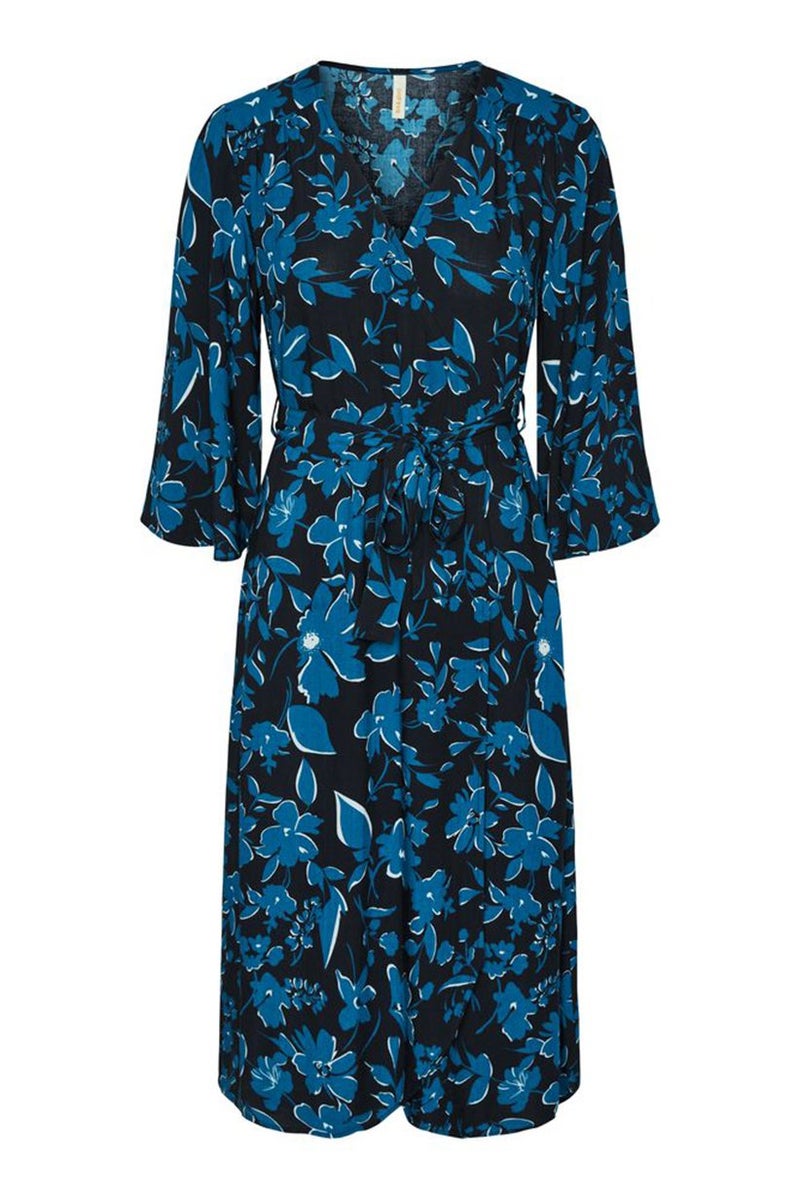 Tchibo فستان ميدي مزخرف بالكامل بحزام للنساء، أزرق - Image 2