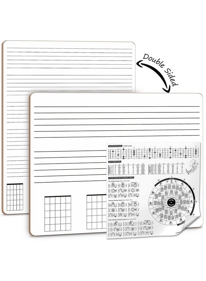 Scribbledo Guitar Practice Dry Erase White Board Lapboard 11 X 14 Inch Durable Portable Double Sided Guitar Strings & Necks Music Whiteboard For Kids Students, Musicians And Home - Image 1