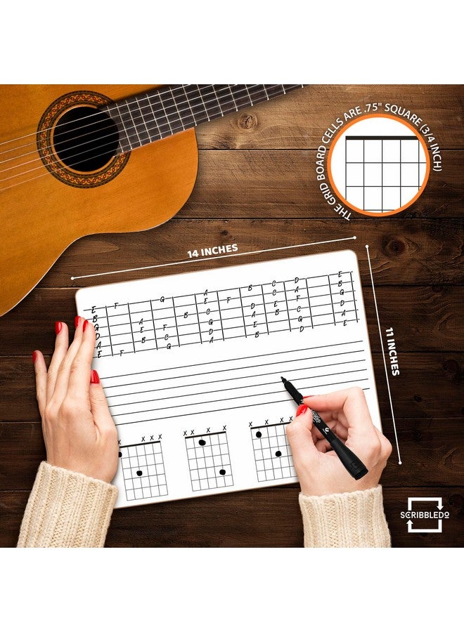 Scribbledo Guitar Practice Dry Erase White Board Lapboard 11 X 14 Inch Durable Portable Double Sided Guitar Strings & Necks Music Whiteboard For Kids Students, Musicians And Home - Image 2