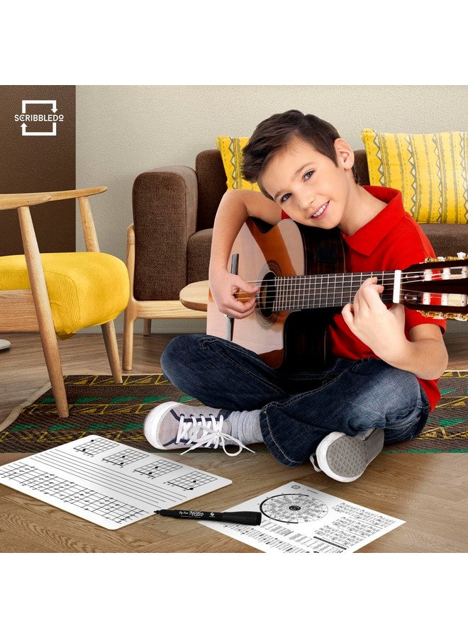 Scribbledo Guitar Practice Dry Erase White Board Lapboard 11 X 14 Inch Durable Portable Double Sided Guitar Strings & Necks Music Whiteboard For Kids Students, Musicians And Home - Image 4