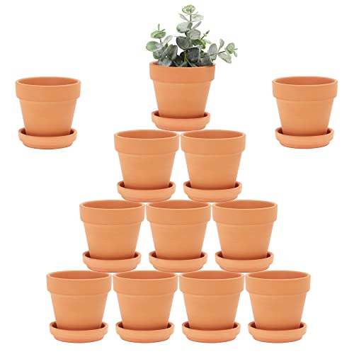 Yishang Terra Cotta Pots with Saucer- 12-Pack Large Clay Ceramic Planter Cactus Flower Succulent Pot with Drainage Hole- Great for Plants, Crafts - Image 1