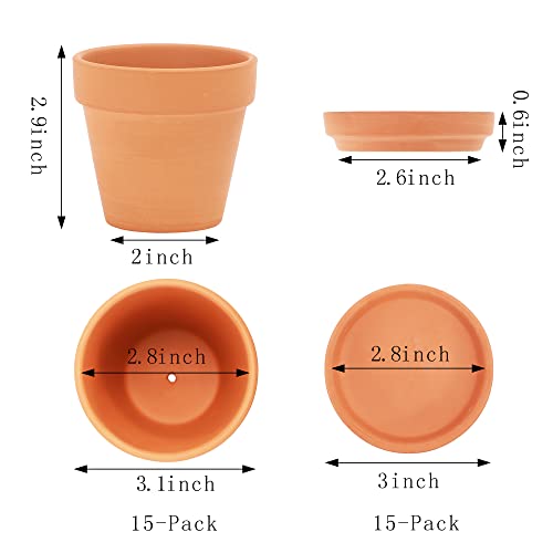Yishang Terra Cotta Pots with Saucer- 12-Pack Large Clay Ceramic Planter Cactus Flower Succulent Pot with Drainage Hole- Great for Plants, Crafts - Image 2