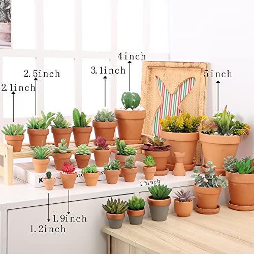 Yishang Terra Cotta Pots with Saucer- 12-Pack Large Clay Ceramic Planter Cactus Flower Succulent Pot with Drainage Hole- Great for Plants, Crafts - Image 3
