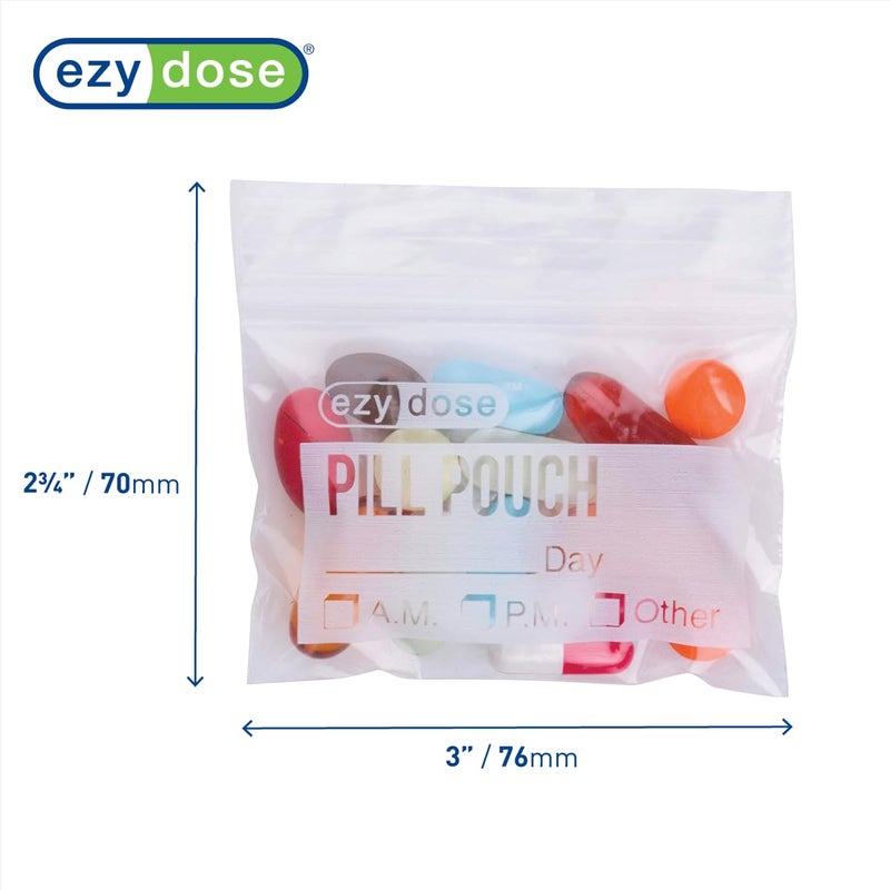 EZY DOSE Disposable Pill, Vitamin and Daily Medicine Organizer Pouches, Zippered Seal Baggies, Pocket Sized and Travel Friendly, Easy to Use, Write on Label, 50 Count, BPA Free - Image 2