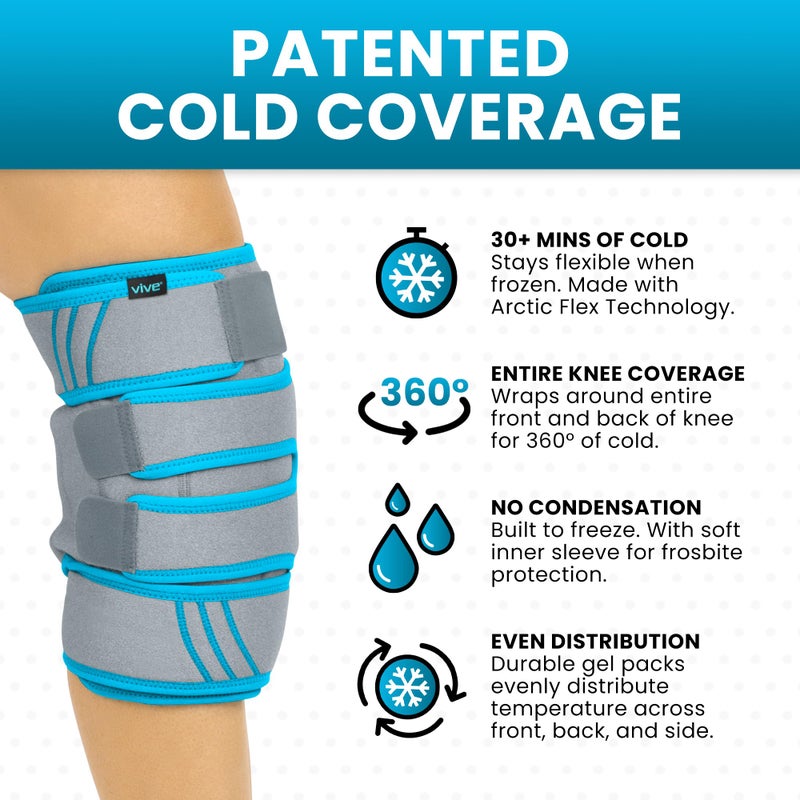 Vive Knee Ice Pack Wrap - Cold/Hot Gel Compression Brace - Heat Support Strap for Arthritis Pain, Tendonitis, ACL, Athletic Injury, Osteoarthritis, Women, Men, Running, Meniscus and Patella Surgery - Image 2