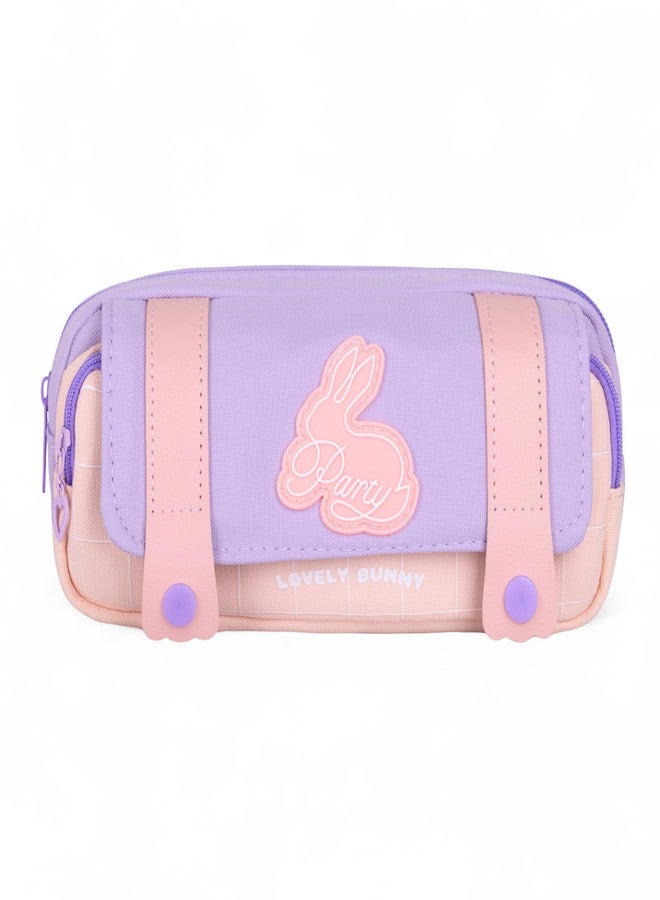 Lupro Large Capacity Pencil Pouch Cute Korean Aesthetic Pen Case for Girls, Boys, Kids, Women - Big Zipper Stationery Organizer for School, College, Office & Return Gifts, Pack of 1 (Rabbit-Purple) - Image 1