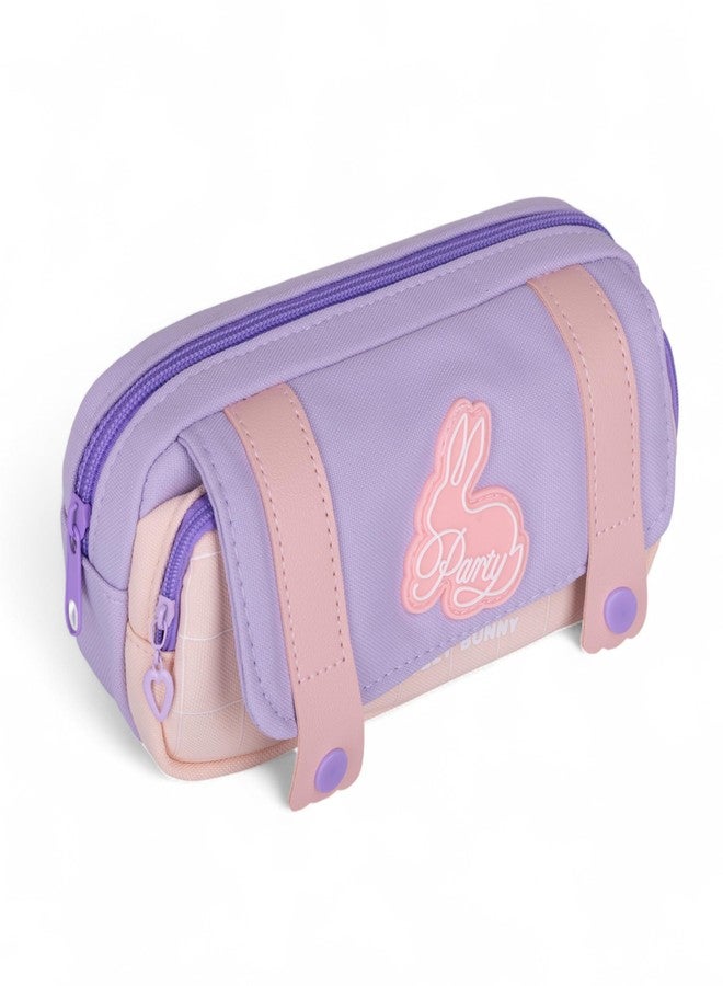 Lupro Large Capacity Pencil Pouch Cute Korean Aesthetic Pen Case for Girls, Boys, Kids, Women - Big Zipper Stationery Organizer for School, College, Office & Return Gifts, Pack of 1 (Rabbit-Purple) - Image 2