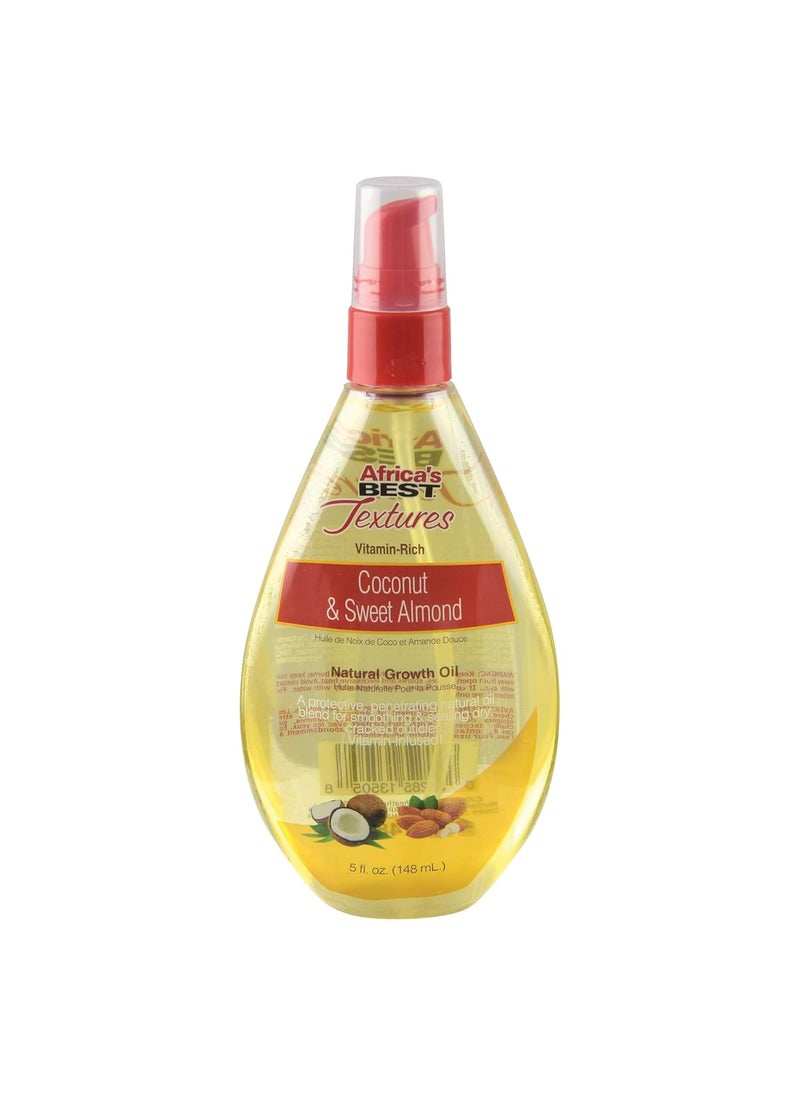 Africa's BEST - Africa's Best Textures Coconut and Sweet Almond Growth Oil, Vitamin-Rich Protective Hair Therapy, Smooths and Seals Rough Raised Cuticles, 5 Fluid Ounce - Image 1