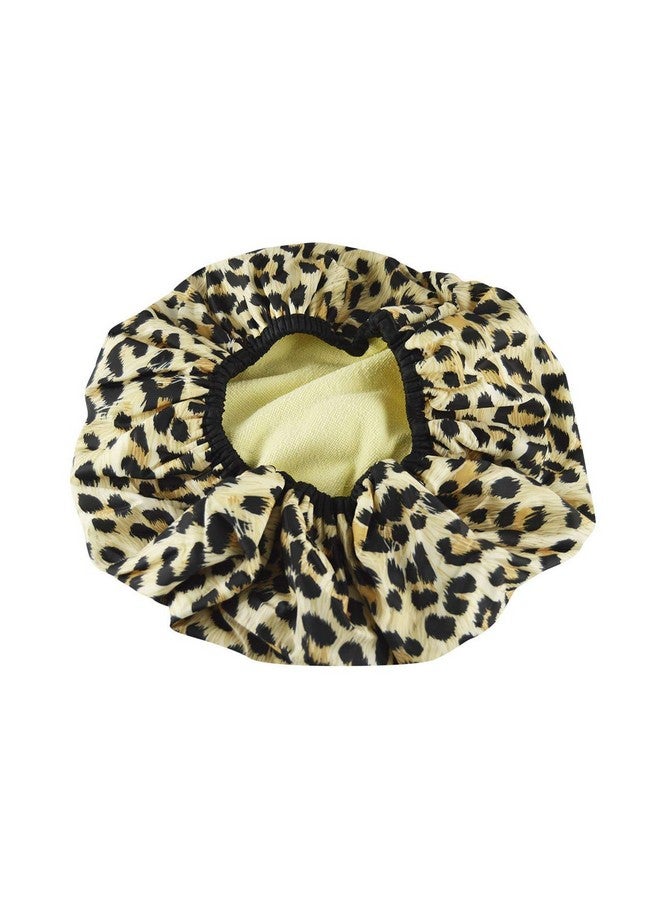 Betty Dain Reusable Nylon Shower Cap & Bath Cap Reversible Oversized Waterproof Shower Caps Large Designed For All Hair Lengths W Terry Lining & Elastic Band Stretch Hem Hair Hat Socialite Safari Spots  - Image 4