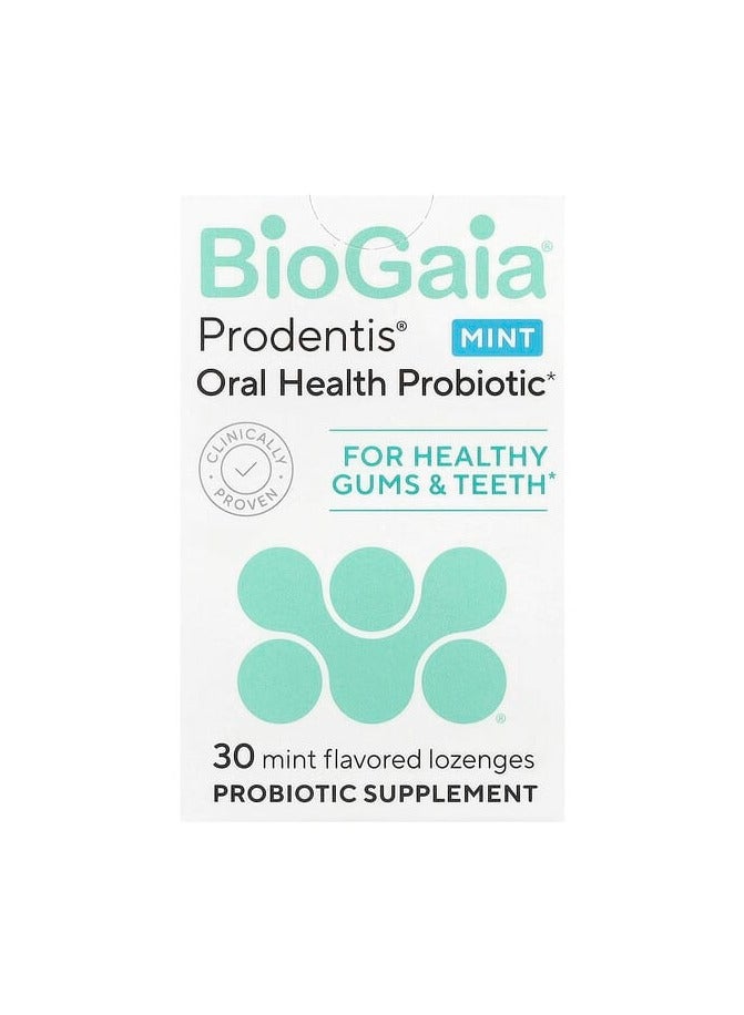 بيوجايا برودينتيس® لصحة الفم، بروبيوتيك، لصحة اللثة والأسنان، بنكهة النعناع، ​​30 قرص استحلاب بروبيوتيك