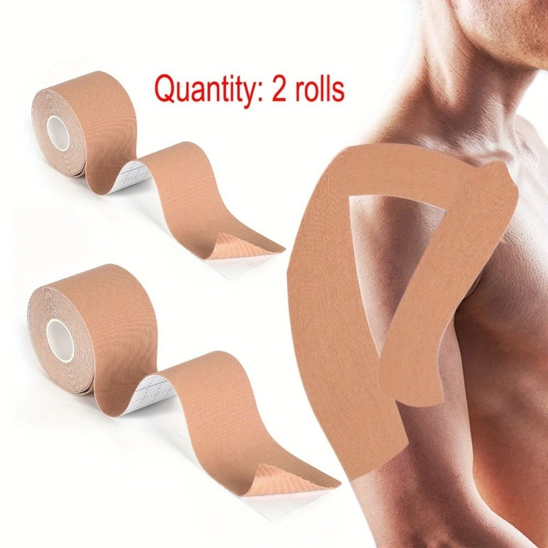 2 Rolls Kinesiology Tape 1.97 Inch Elastic Knee Support Bandage for Muscle Recovery - Image 1