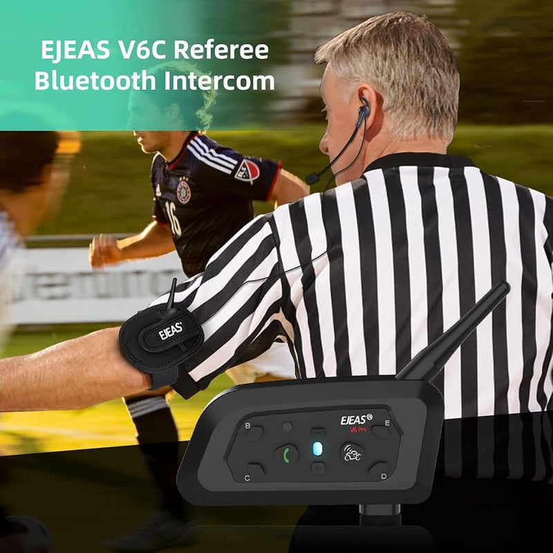 إيجياس EJEAS V6C Football Referee Bluetooth Intercom Headset with CVC Noise Reduction and Armbag for 2 Referees Intercom (2 Pack) - Image 2
