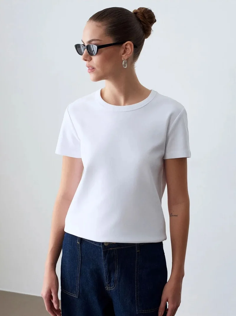 ديلفين DILVIN Women's Solid Crew Neck T-Shirt