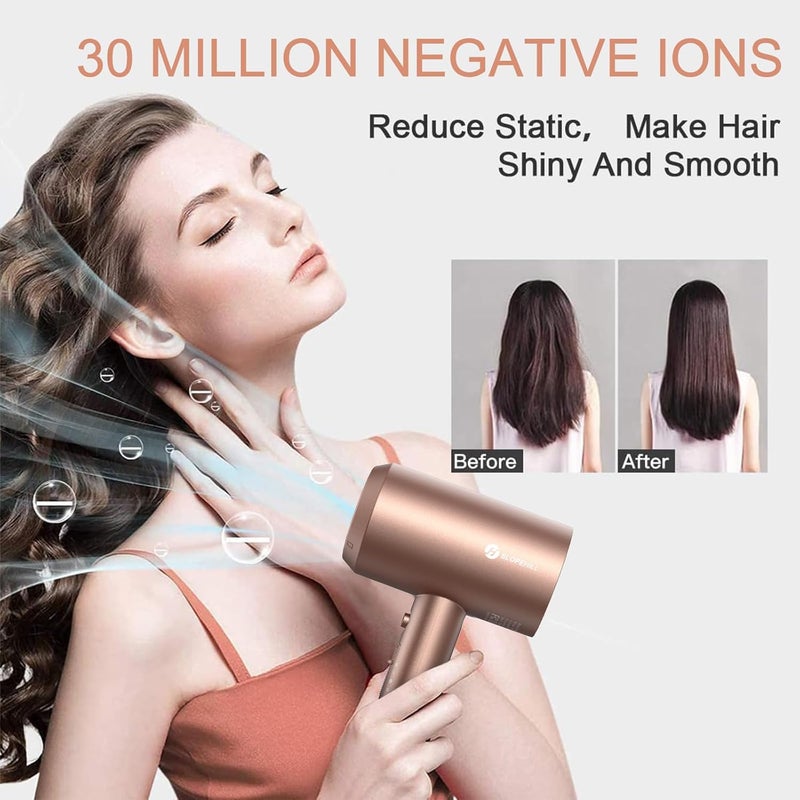 SLOPEHILL Professional Ionic Hair Dryer, Powerful 1800W Fast Drying Low Noise Blow Dryer with 2 Concentrator Nozzle 1 Diffuser Attachments for Home Salon Travel (Mocha Mousse) - Image 5