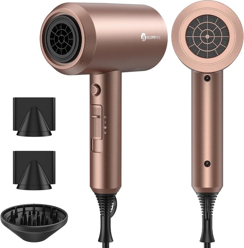 SLOPEHILL Professional Ionic Hair Dryer, Powerful 1800W Fast Drying Low Noise Blow Dryer with 2 Concentrator Nozzle 1 Diffuser Attachments for Home Salon Travel (Mocha Mousse) - Image 1