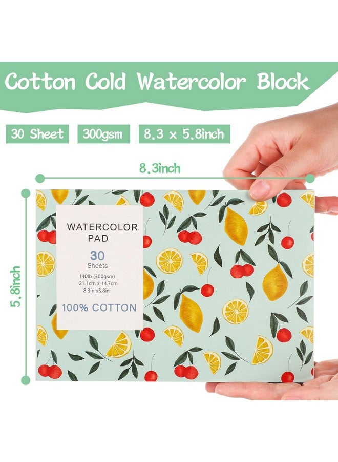 بروديوت 30 ورقة من ورق الألوان المائية، مقاس A5 (8.3 × 5.8) ورق ألوان مائية مضغوط على البارد، 140 رطل/300 جرام لكل متر مربع، قابلة للتمزيق، للرسم الفني والرسم والوسائط المختلطة وهدايا تذكارية - Image 2