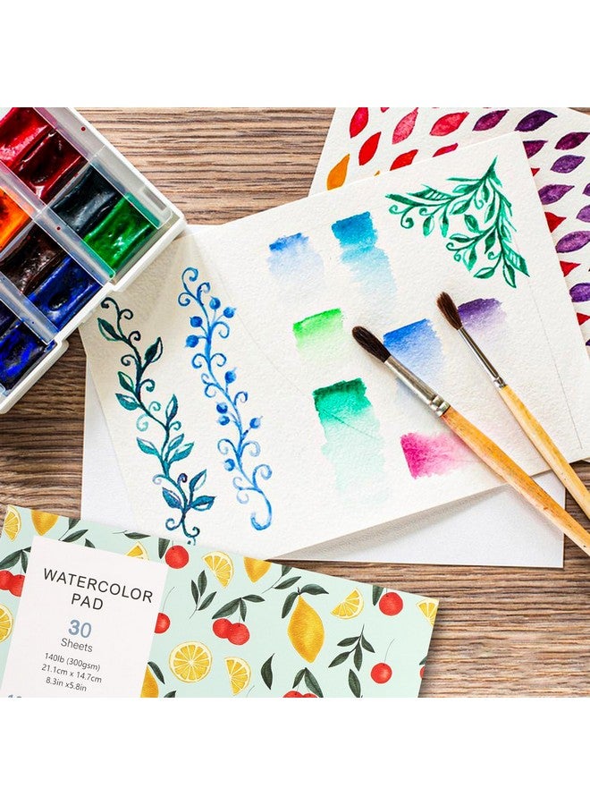 بروديوت 30 ورقة من ورق الألوان المائية، مقاس A5 (8.3 × 5.8) ورق ألوان مائية مضغوط على البارد، 140 رطل/300 جرام لكل متر مربع، قابلة للتمزيق، للرسم الفني والرسم والوسائط المختلطة وهدايا تذكارية - Image 5