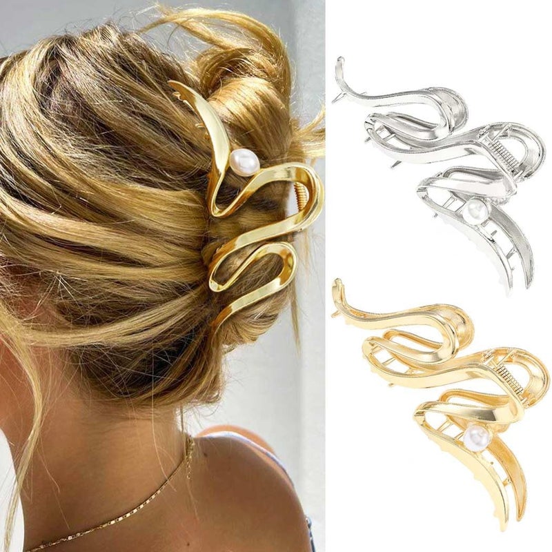 Zoestar Claw Clips Gold Metal Hair Clip Large Claw clip for Thick Hair Accessories for Women and Girls Pack of 2