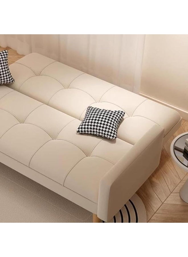 Comfynest Comfynest Modern Convertible Sleeper with Wooden Frame and Tufted Back – Tech Cloth Sofa Bed, 180 x 72 x 75 cm (Beige)  - Image 4