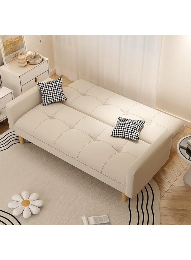 Comfynest Comfynest Modern Convertible Sleeper with Wooden Frame and Tufted Back – Tech Cloth Sofa Bed, 180 x 72 x 75 cm (Beige)  - Image 1